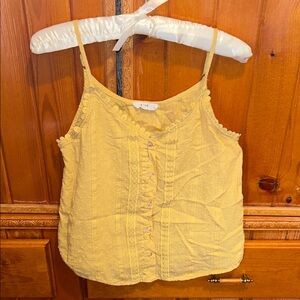 Sleeveless Yellow Lace-Trim Cami Top